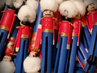 Stack of Clothespin Toy Soldier Ornaments image