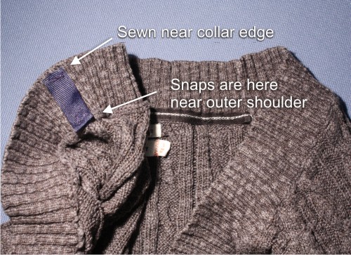Strap stays on a sweater