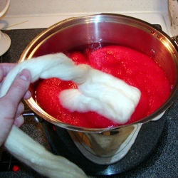 Dying wool roving with Kool Aid image