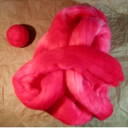Red dyed wool roving