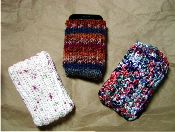 Finished DIY iPod Phone Sock Knitting Pattern