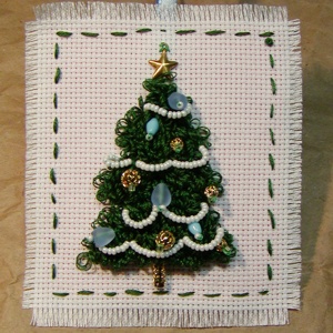 Christmas Tree Design Made With Punch Needle